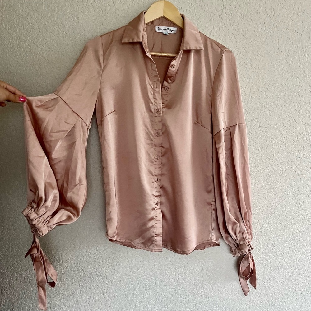 Luxe Apothetique Dusty Rose Balloon Sleeve Blouse
